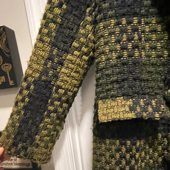 Twill Olive Green and Black Coat - Picture 2 of 3